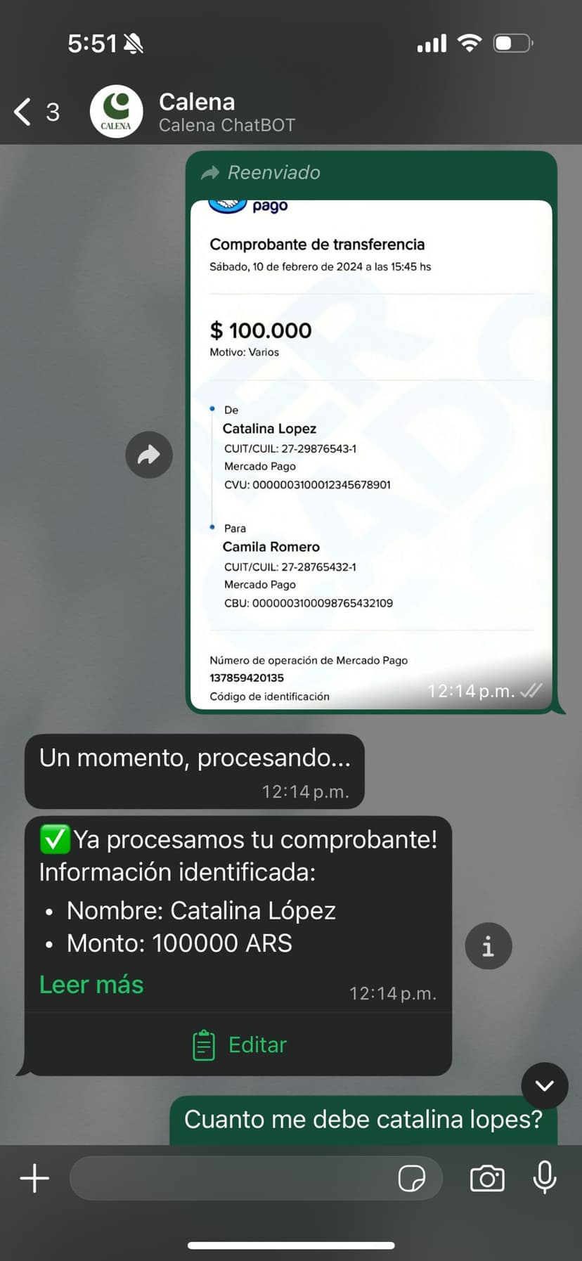 Registrar pago WhatsApp